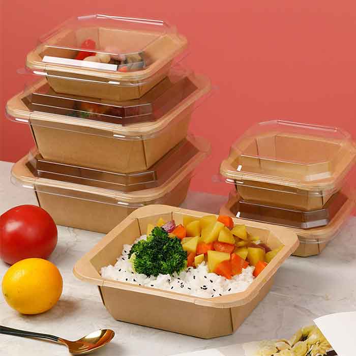 Food Grade Disposable Thickened Octagonal Kraft Paper Salad Bowl